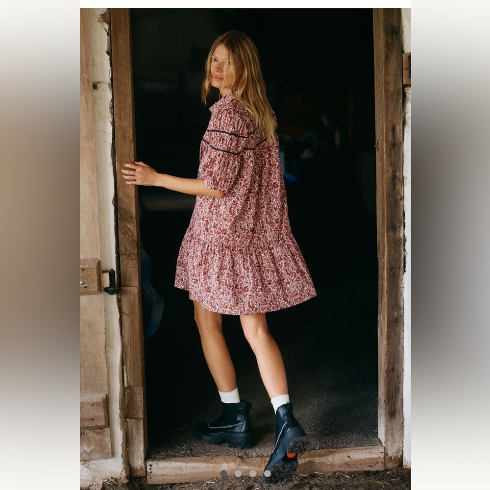NWT Anthropologie The Leandra Shirred Yoke Mini Dress by Maeve - Picture 3 of 10